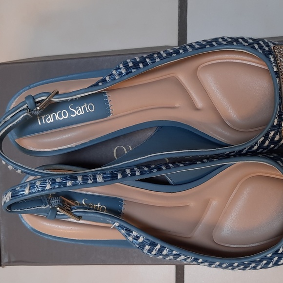 Franco Sarto Textured Blue Slingback Heels Sz 6.5 - Picture 6 of 9